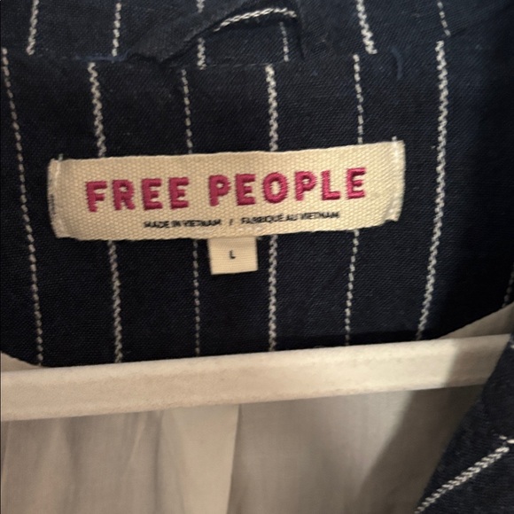 Free People Navy Pinstripe Women's Blazer - Picture 2 of 4